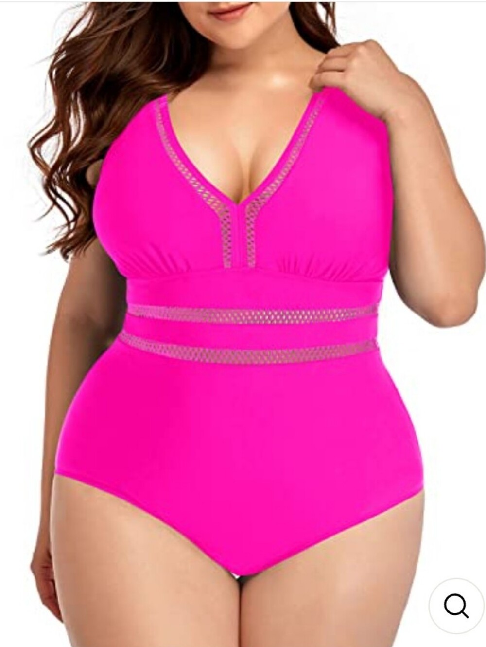 2x Plus Size 20 Tummy Control One-Piece Swimsuit - Hot Pink